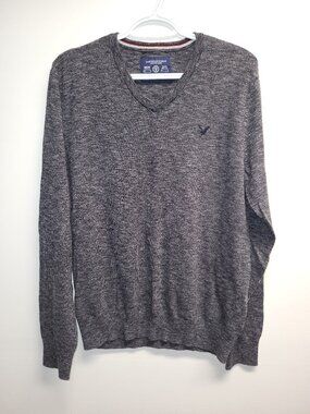 American Eagle Athletic Fit V-Neck T-Shirt Men's Medium Gray Heather